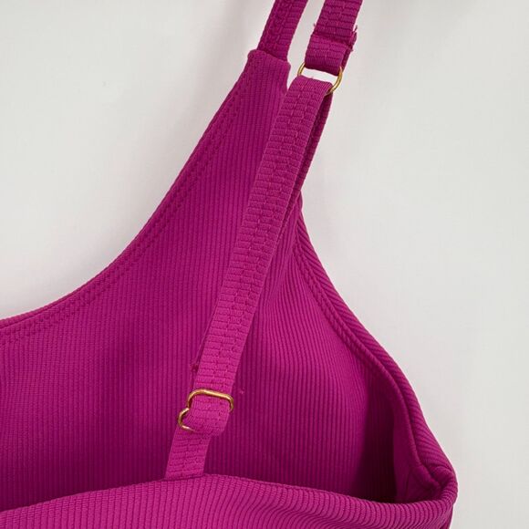 Wilo Ribbed Sports bra, Sz Med, Raspberry Pink Removable Pads Adjustable Workout - Picture 4 of 7